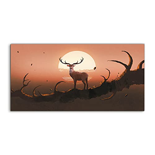 Tableau acrylique cerf 120x60cm photo art décoration murale moderne