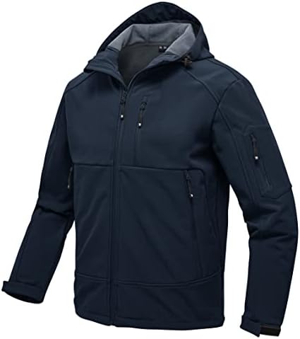 YSENTO Mens Softshell Winter Fleece Jackets Lightweight Windproof Work Water Resistant Jacket Coats with Hood