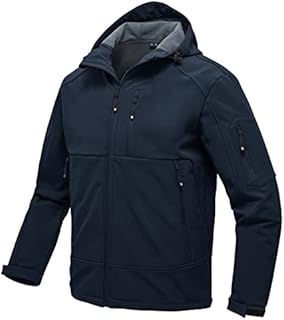 YSENTO Mens Softshell Winter Fleece Jackets Lightweight Windproof Work Water Resistant Jacket Coats with Hood