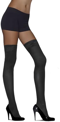 Bexter 3 Pair Off Black Sheer Toe Thigh Highs - Size Q | Plus Size Thigh High Stockings | Soft, Lightweight, Classic Sheer Hosiery4