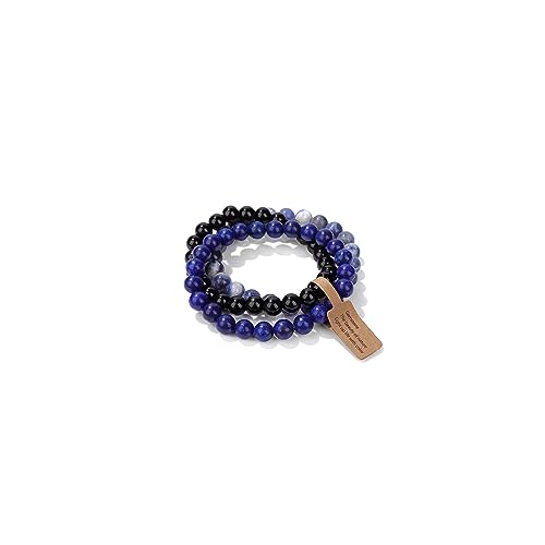 Risyfjew 3 PCS Healing Crystal Bracelet Women 8mm Natural Stone Beaded Stretch Bracelet Lapis Lazuli Sodalite Jewelry Gifts