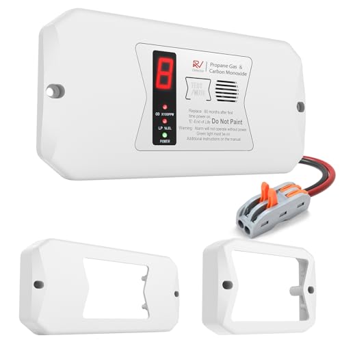 RV Carbon Monoxide Propane LP Gas Detector 12V DC Black