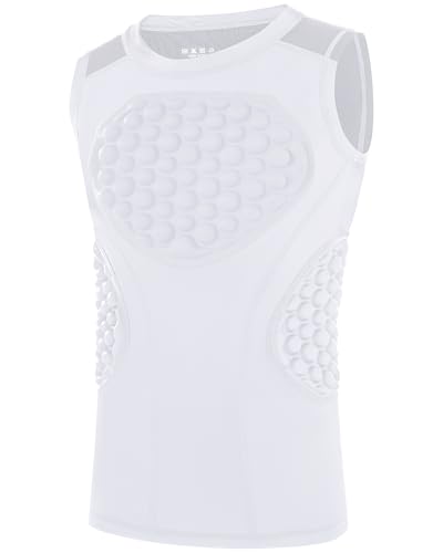 Runhit Youth Softball Chest Protector Baseball Padded Compression Shirt Lightweight Heart Rib Sternum Guard for Football Lacrosse White Grey XS