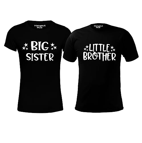 Image of Hangout Hub Sibling Tshirts Little Brother Big Sister | Set of 2