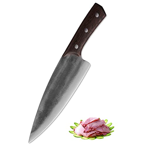 iSMLIKE 8 Inch Chef Knife Handmade Forged Kitchen Knife Professional High Carbon Steel Cooking Knives Full Tang Wenge Wood Handle for Home and Restaurant Gift Box Packing