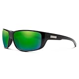 Suncloud Milestone Polarized Sunglass with Polycarbonate Lens, Black Frame/Green Mirror, One Size