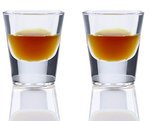 Rocky Shot Glass 2 Pieces - 1 Ounce (30 ml) Clear Glass with Heavy Base - Good for Whiskey Tequila and Espresso, BE024, by BothEarn