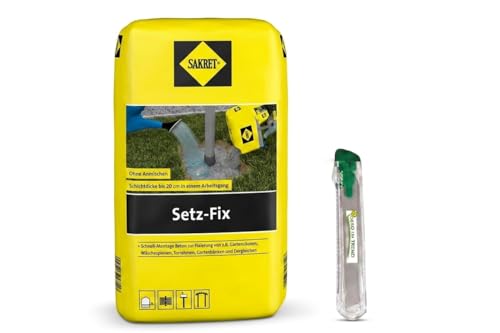 DEKO IM TREND Setz-Fix Schnellbeton 25 kg inkl. Sacköffner | Blitzbeton härtet in 5 Min | Montagebeton für Zaunpfähle Pfosten & Fundamente | Grau frostbeständig Innen & Außen