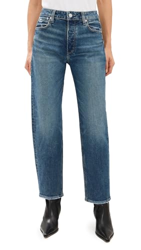 PAIGE Women's Alexis Barrel Leg Jeans, Lovejoy Distressed, 27