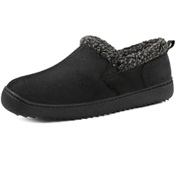 Zizor Men's Warm Slippers Suede Memory Foam Loafer House Shoes