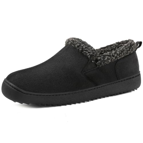 Image of Zizor Men's Warm Slippers Suede Memory Foam Loafer House Shoes