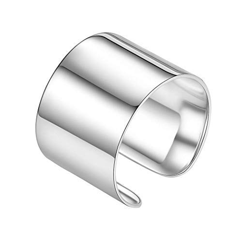 SilvoraPersonalizables Anillos de Plata con Talla Ajustable para Hombres Mujeres