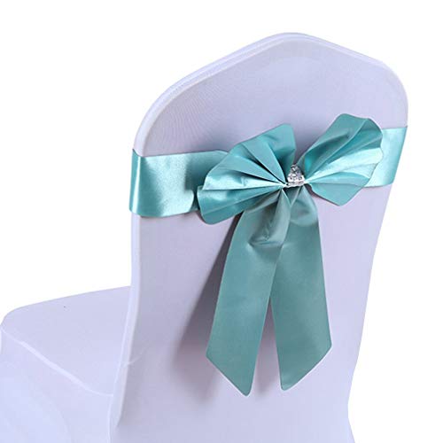 Correa de piel sintética JK sillas lazo azul claro fundas decorativas comedor 2