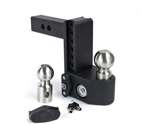 Weigh Safe SWS6-2 6" Drop Hitch, 2" Receiver 12,500 LBS GTW - Adjustable Steel Trailer Hitch Ball Mount w/Built-in Scale 2 Stainless Steel Tow Balls, Keyed Lock, Lifetime Gauge Warranty
