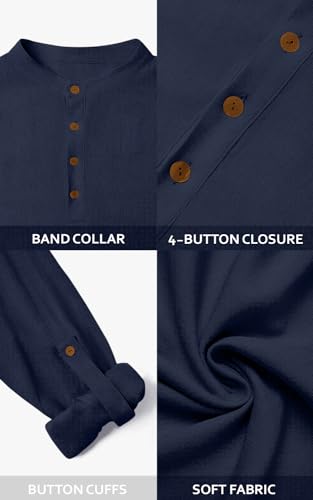 Image of Men's Solid Cotton Blend Regular Fit Mandarin /Chinese Collor Short Kurta for Men