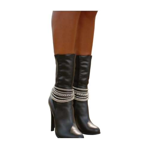 Women Western Fashion Jewelry 2 Boot Chain Bracelets Silver Metal Shoe Multi Strands Bling PAIR2