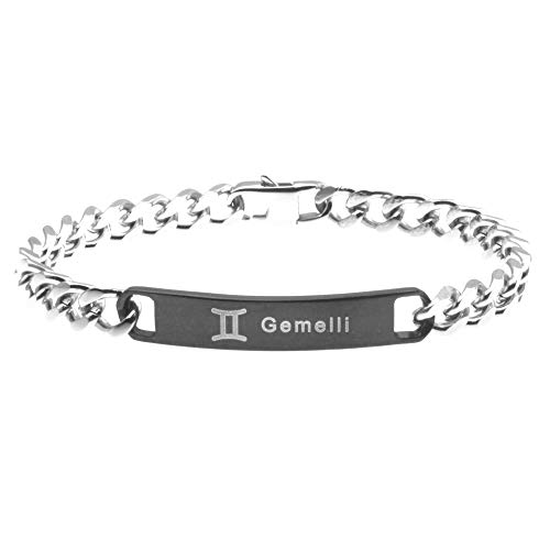 bracciale con segno zodiacale uomo acciaio (gemelli)