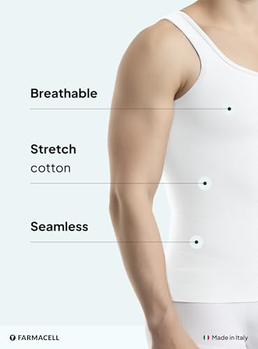 Farmacell Tank Tops Men Made in Italy - Vest Shapewear Tummy Control - Body Shaping - Compression Tank Top Men Slimming - 4184