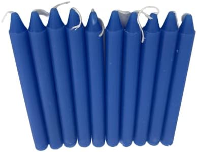 Pack of 10 Colourful Non DRIP Dinner Candles for Less Price - Available in Purple,Light Green,Blue,Pink,Orange and RED (Blue)