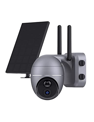 SEHMUA Outdoor Camera with 128GB Memory Card, 2K 360° View Solar Powered Security Camera WiFi Home Security with Spotlight Color Night Vision, PIR Sensor