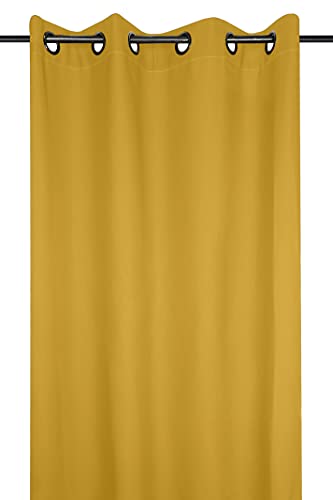 Stof - Rideau à Œillets - Modèle Nelson - 100% Polyester - Coloris Jaune - 240 x 135 cm