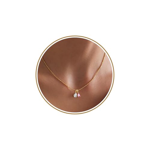 Birthstone Necklace for Women Dainty Gold Necklace with 2 Birthstone Christmas Stocking Stuffers Teen Girl Gifts Trendy Stuff Birthday Gift Moms 2025 Graduation Gift Adjustable Anniversary Jewelry for Daughter Girlfriend Friend