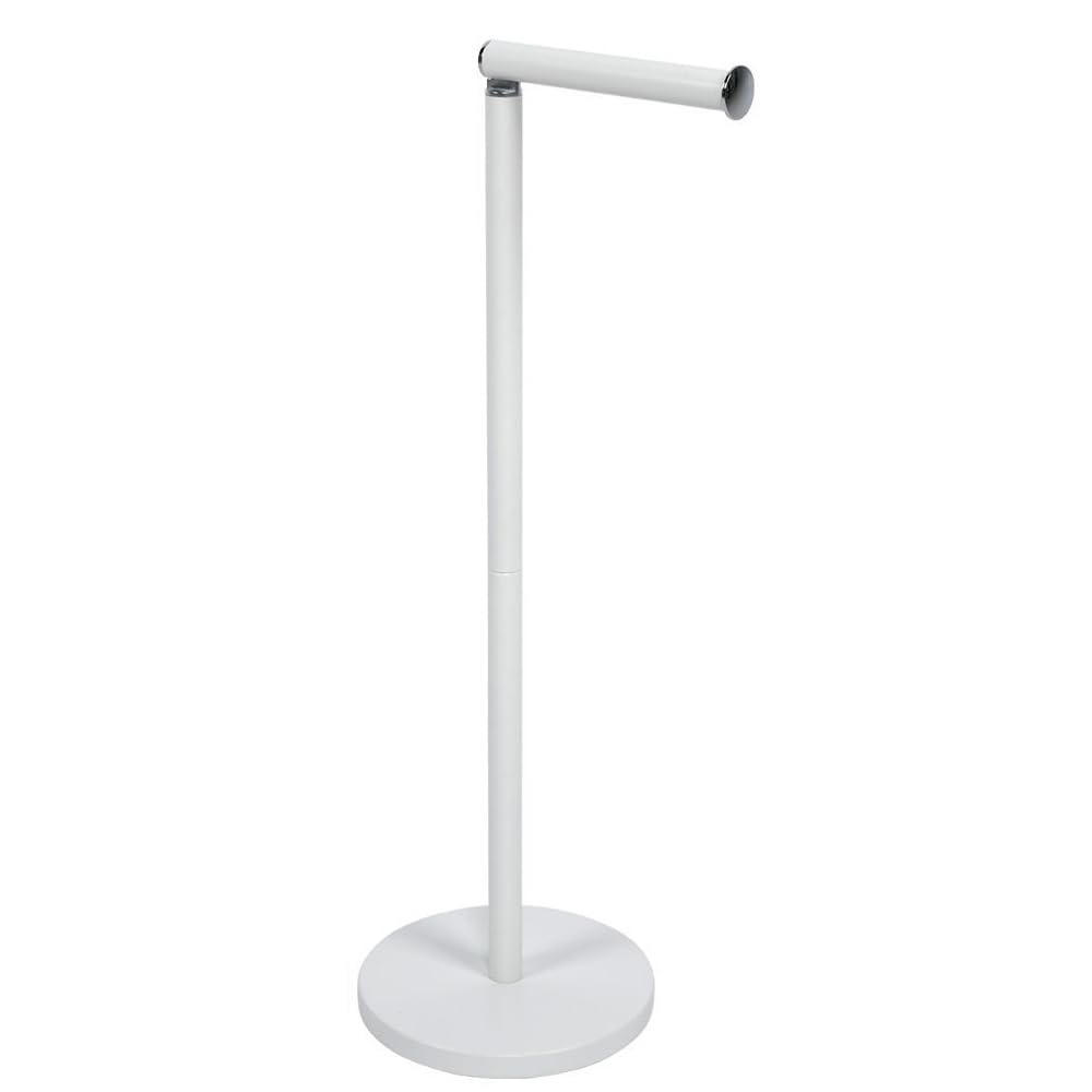 Vetrineinrete® Piantana porta rotolo da bagno con vano scorta salvaspazio da terra per wc in metallo (Bianco)