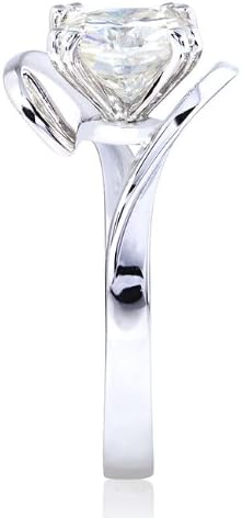 Kobelli Forever One (D-F) Moissanite Solitaire Curve Ring 2 CTW 14k White Gold