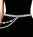 MODRSA Silver Chain Belt for Women Fashion Plus Size Gold Waist Chains Metal Layered Pearl Waist Belt Chain Trendy Belly Belts for Women