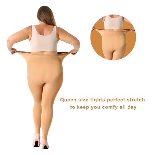 Image of MANZI Plus Size Tights for Women Queen Size Nylons Stockings Pantyhose