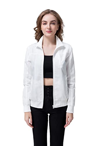 Hujoin Women's Casual Full Zipped Bomber Jacket Classic Lightweight Coats Spring Fall Jackets Outwear #TOP1