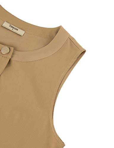 Timeson Sleeveless Tunic Tops For Leggings For Women,Chiffon Tank Top Flowy Work Shirt V-Neck Blouse Summer Junior Office Business Shell Tops Ladies Loose Fit Camisoles Professional Blouses Khaki #TOP3