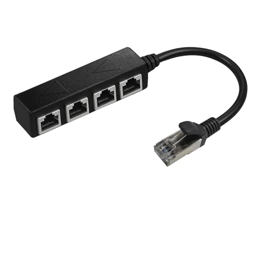 gsgfuis RJ45 Ethernet Splitter, Duplicador Ethernet, Cable Divisor RJ45 1 Macho a 4 Hembra, Adaptador de Red RJ45 Cable de Extensión Acoplador para Cat5, Cat5e, Cat6, Cat7
