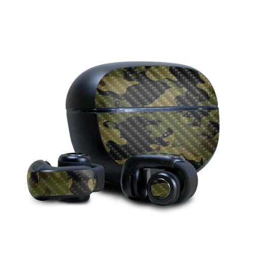 Image of Carbon Fiber Skin Compatible with Bose Ultra Open Earbuds - Green Camouflage - Premium 3M Vinyl Protective Wrap Decal Cover - Easy to Apply | Crafted in The USA by MightySkins
