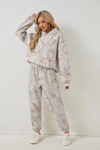 Camo Sweat Sets for Women Maple Leaf Print Camo Hoodie Pants Womens Sweatsuits Camouflage Lounge Sets Outfits4