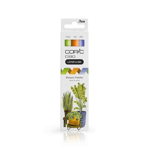 Copic Ciao LAYER & MIX Botanic Palette, Marker Set mit 3 verschiedenen Farben, Layoutmarker mit jeweils einer mittelbreiten und einer Brush-Spitze