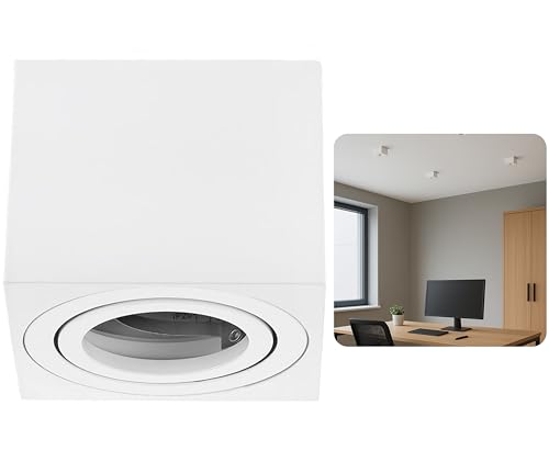 Dolce Led, Faretto da Incasso Piatto in Alluminio, 80x50mm, Orientabile, Tondo, Quadrato, Luce da Soffitto, Faretto da Parete, Spot da Incasso (Quadrato-Bianco)