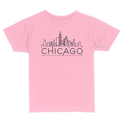 Skyline Chicago Illinois Toddler Kids T-Shirt 3T Light Pink