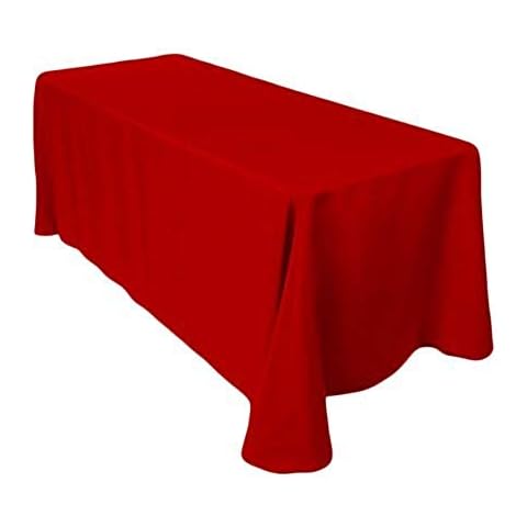 ADD&SHIP Rectangle Tablecloth (84” x 120”) Long, Polyester, Reusable Table Cover | Party, Event, Banquet, Thanksgiving, Christmas Use | Stain & Wrinkle Resistant (Red) Cover