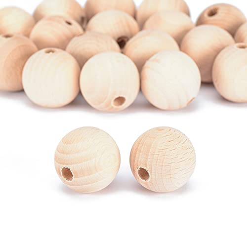 Vaessen Creative Perles en Bois, non traitées, ø 30 mm, 20 pièces, Perles Rondes pour les...
