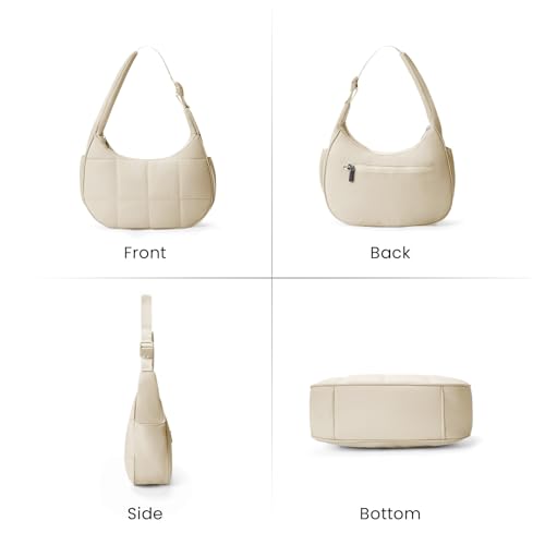 Image of Small Puffer Crescent Shoulder Bag for Women Lightweight Water-Resistant Nylon Purse with Adjustable Strap & Multiple Pockets