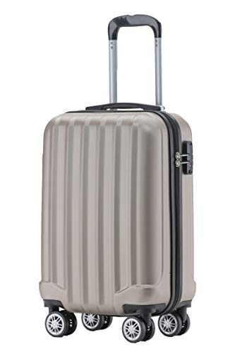 BEIBYE TSA-Schloß 2080 Hangepäck Zwillingsrollen Reisekoffer Koffer Trolley Hartschale Handgepäck M(Boardcase) (Champagner, M)