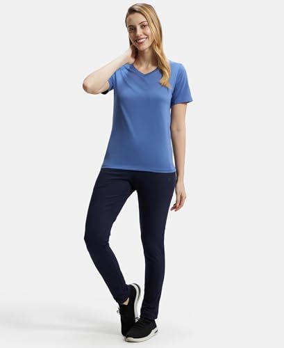 Image of Jockey AW89 Women Super Combed Cotton Rich Fabric Relaxed Fit V-Neck Half Sleeve T-Shirt