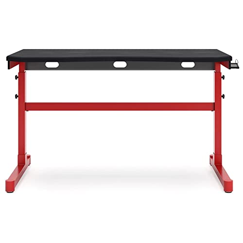 Signature Design By Ashley Lynxtyn Contemporary Adjustable Height Desk With Headset Hanger, Red & Black #TOP1