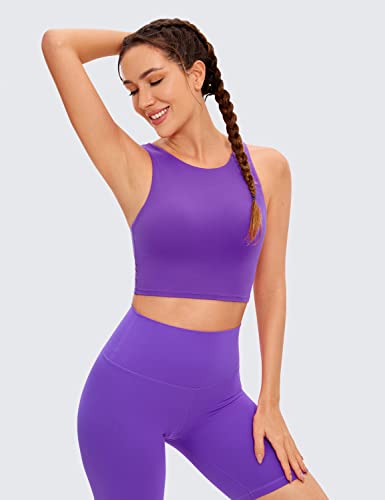 Image of CRZ YOGA Butterluxe High Neck Crop Tank Tops | Light Support, Removable Pads, Yoga, Extremely Soft, Racerback, Longline Sports Bras for Women