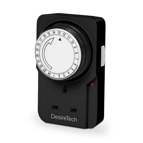 Desiretech Plug-in Timer Switch 24 Hour Segment Timer Light Plug Socket to Control Appliances Up to 3120W For Home Security Deters Burglars Automatic On/Off Ideal for Christmas Lights - Black