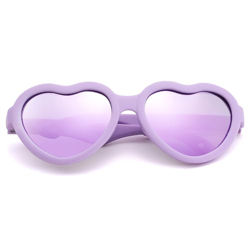 Image of Flexible Heart Shaped Baby Polarized Sunglasses with Strap Adjustable Toddler & Infant Age 0-24 Months