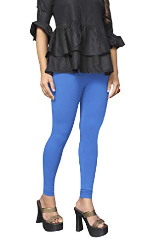 Image of Women's Cotton Skinny Leggings with Ankle Length Solid Pattern Mid Rise and Elastic Closure | Cotton Skinny Leggings for Womens