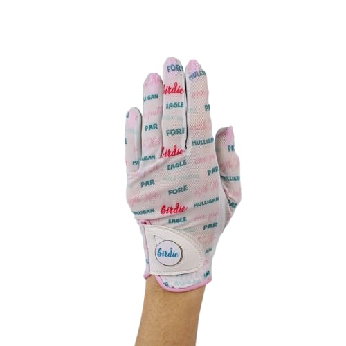 Hand Candy Golf Glove – Premium Cabretta Leather – “Mulligan” – Left Hand Women's Golf Glove with Matching Ball Marker (Large)