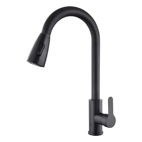 Kitchen Sink Taps Mixer with Pull Out Spray，360° Rotatable Single-Lever Kitchen Mixer in Stainless Steel, High Pressure Kitchen Faucet, 3 Spary Mode Kitchen Mixer Tap,Matte Black